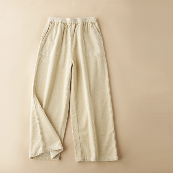【SALE】厚手コーデュロイ＊ワイドパンツ/2色　B-1X 4枚目の画像