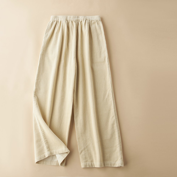 【SALE】厚手コーデュロイ＊ワイドパンツ/2色　B-1X 5枚目の画像