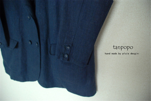 ⋆⁂tanpopo-basic⁂⋆リネン生地＊ジャケット/上着/羽織＊藍WT9 4枚目の画像