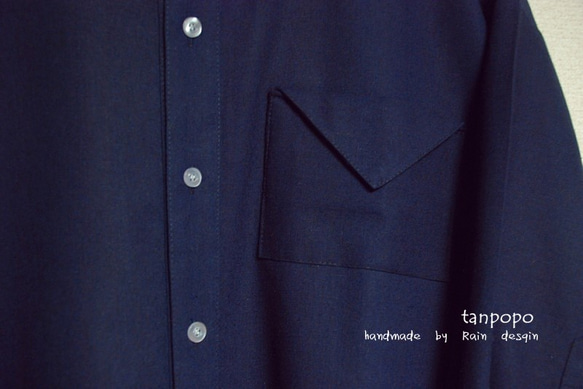 ⋆⁂tanpopo-basic⁂⋆ゆったり*丸襟ドルマンシャツ・紺色SYC14 9枚目の画像