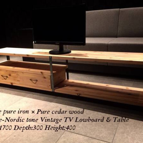 TV4B職人北欧無垢NaturaTVテレビボード/テレビ台/ローボード アイアン