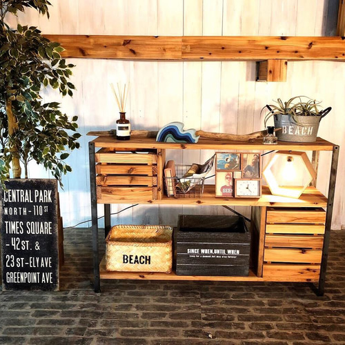 SH1B男前なアメリカン西海岸棚シェルフ デザインボード 国産テレビ