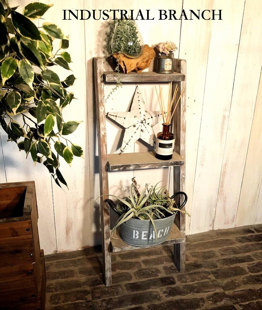 レア！一点物！アンティーク調 木製三段シェルフ ウッドラック 無垢材