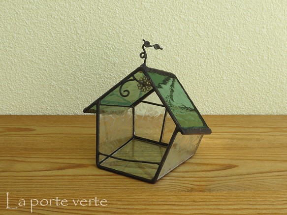 【再販】ドワーフの家（モス）ステンドグラスのテラリウム 3枚目の画像