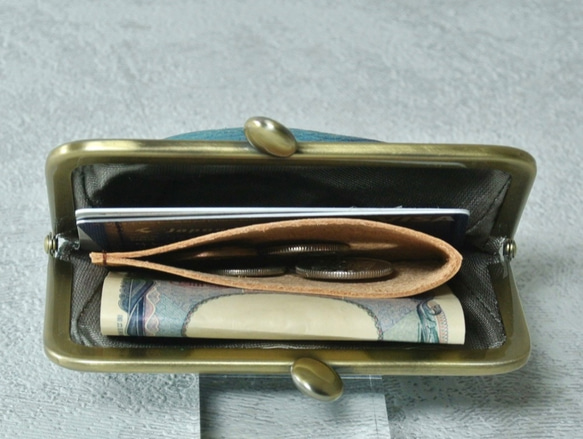 双子座のお財布／がま口　鹿革 3枚目の画像