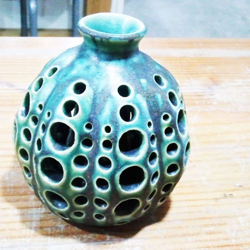 【即納】 2重透かし彫り花器 その他インテリア雑貨 手づくり陶工房 Dream 工芸品