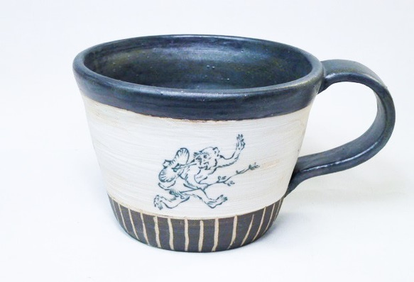 鳥獣戯画コーヒーカップ&ソーサーのセット(アンティーク調仕上げ) 2枚目の画像