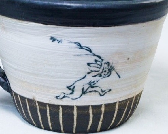 鳥獣戯画コーヒーカップ&ソーサーのセット(アンティーク調仕上げ) 4枚目の画像