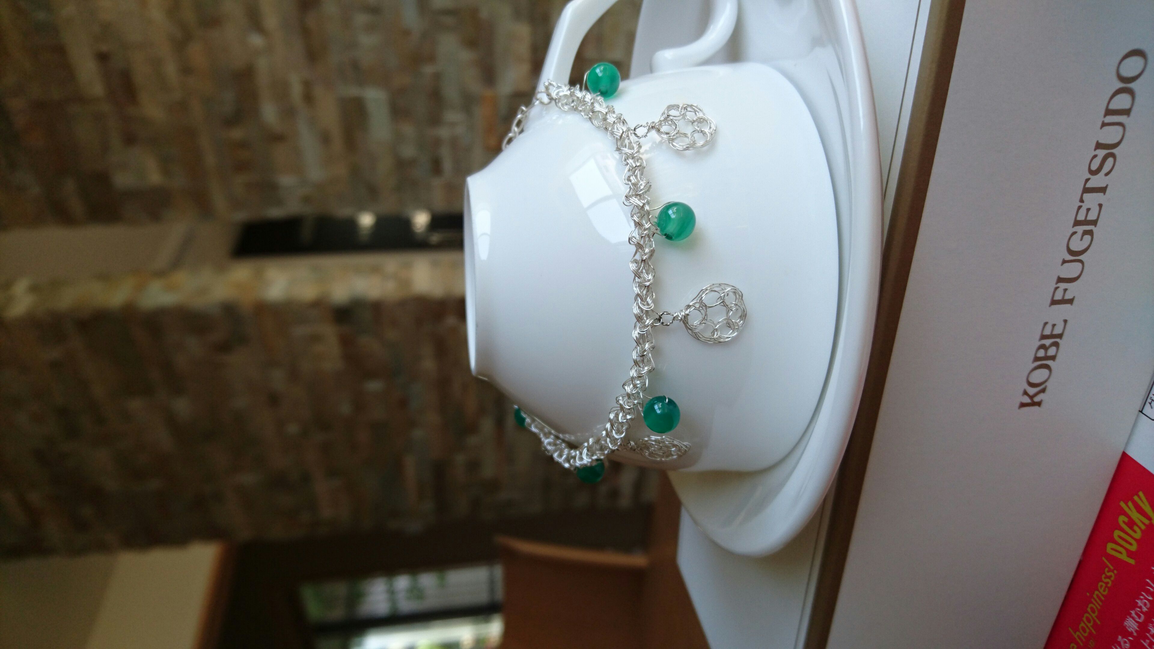 モチーフとグリーンメノウのブレスレット