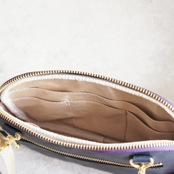 お財布にもなるレザーポシェット（ネイビー）　サコッシュ　スマホポーチ　ショルダー　ポーチ　バッグinバッグ　革 6枚目の画像