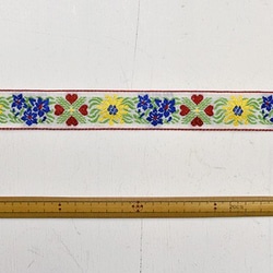 チロリアンテープ 50cm　お花とハート（白B/2.5cm幅） 3枚目の画像
