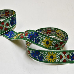 チロリアンテープ 50cm　お花とハート（緑/2.5cm幅） 4枚目の画像