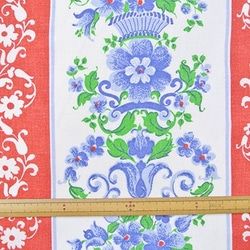 東欧ヴィンテージ生地　ストライプお花柄 （青×白） 3枚目の画像