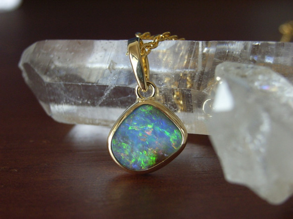 18k オパールペンダントトップ 受注製作】△オパール ペンダントトップ 18kゴールドプレーテド