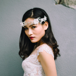 Swarovski crystals and silk flowers bridal headpiece 1枚目の画像