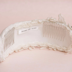 古典新娘帽子連面紗Bird cage veil －真絲面料 － 蕾絲配飾 第7張的照片