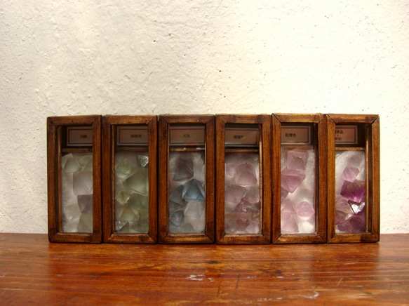 蛍石（フローライト）八面体色別鉱物標本シンプル版。 3枚目の画像
