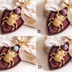 【スカラベと宝石】バッグチャーム・キーアクセサリー／琥珀×槐 5枚目の画像