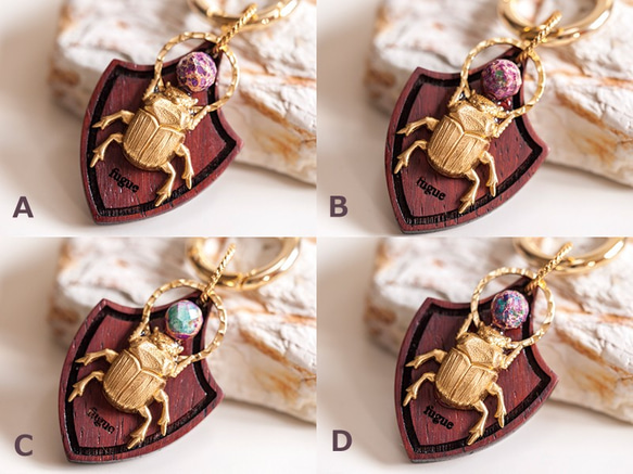 【スカラベと宝石】バッグチャーム・キーアクセサリー／琥珀×槐 5枚目の画像