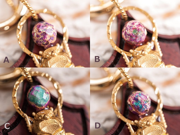 【スカラベと宝石】バッグチャーム・キーアクセサリー／琥珀×槐 6枚目の画像