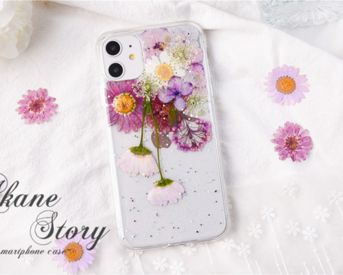 花物語「花綴」全機種対応 押し花スマホケース iPhone 16 15 14 Xperia