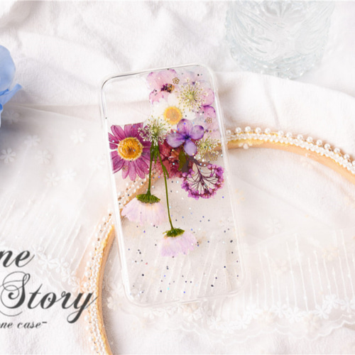 花物語「花綴」全機種対応 押し花スマホケース iPhone 16 15 14 Xperia