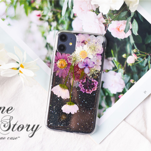 ハンドメイド押し花スマホケース　全機種対応iphone/GALAXY/AQUOS ハンドメイド押し花スマホケース 全機種対応iphone/GALAXY/AQUOS