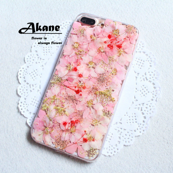 花物語「茜」/Flower Case/押し花ケース/【iphone&xperia&Galaxy対応】 2枚目の画像