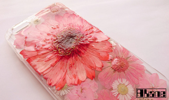 花物語「赤花」/Flower Case/押し花ケース/【iphone&xperia対応】 2枚目の画像