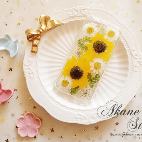 花物語「ひまわり」/押し花ケース《私はあなただけを見つめる》 iPhone  