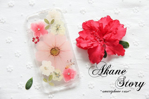 花物語「花恋」/Flower Case/押し花ケース/【iphone&xperia対応】 2枚目の画像