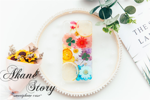 ボーページ★押し花ケース フルーツ 押しフルーツ スマホケース アイフォン iPhone 押し花 ケース