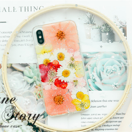やさしい彩り、花日和 押し花スマホケース 全機種対応 iPhone 16 15 14