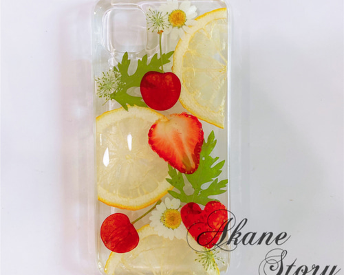 押しフルーツ 満載 / 押し花ケース / スマホケース iPhone