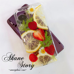 押しフルーツ 満載 /　押し花ケース　/ スマホケース iPhone ケース/ 全機種対応 4枚目の画像