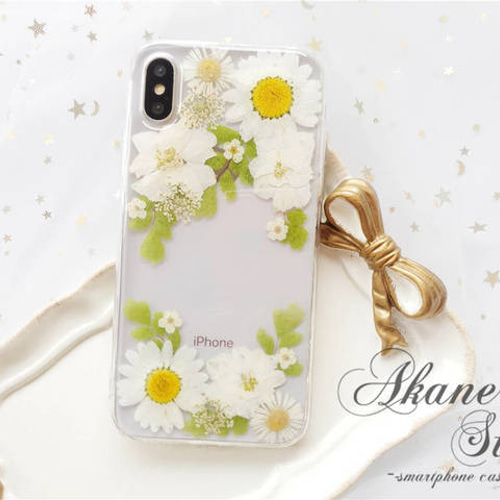 向日葵の押し花スマホケース　フルオーダー 向日葵のハンドメイド押し花スマホケース（ひまわりの
