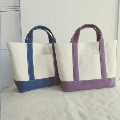 トートバッグ　8号帆布　ハンドメイド　ネイビー　きなり　ファスナー トートバッグ 8号帆布 ハンドメイド ネイビー きなり ファスナー