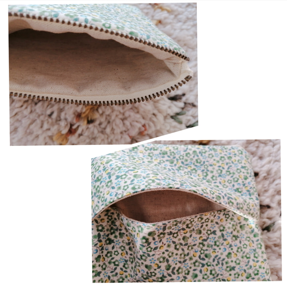 綿小花柄のファスナー&ポケットティッシュケース 4枚目の画像