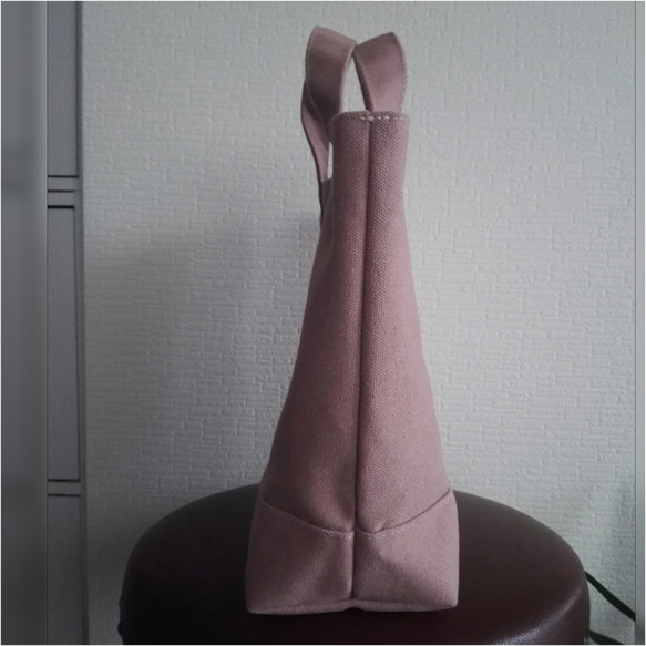 ヴィンテージ加工サーモンピンク帆布のトートバッグ*m 2枚目の画像