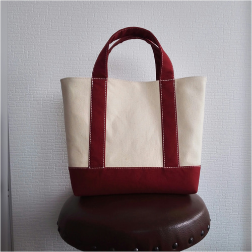 S横長スタイル帆布トート〈キャメル×あずき〉 トートバッグ
