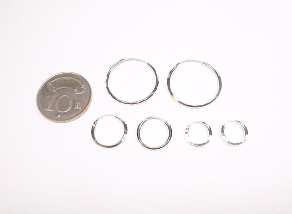 《二毛銀》【厚2mm切面銀管，大型圈圈耳環】（一對） 第3張的照片