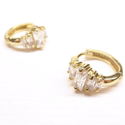 《二毛銀》【黃銅鍍18K金+鋯石圈圈耳環】（一對） 第1張的照片
