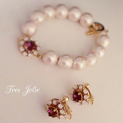 bijou × cotton pearl bracelet 〜purple〜 1枚目の画像