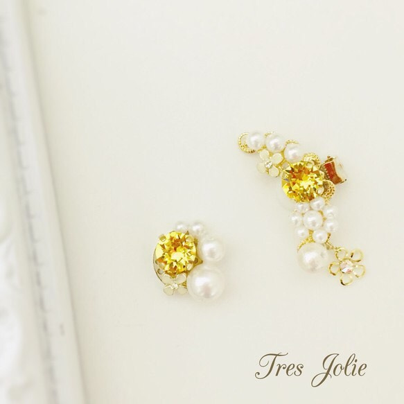 yellow flower イヤーカフ&ピアス 1枚目の画像