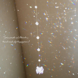 スワロフスキー*桜色の花ミニサンキャッチャー/水晶も 3枚目の画像