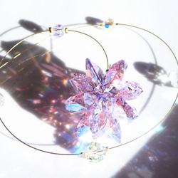 スワロフスキー*桜色の花ミニサンキャッチャー/水晶も 4枚目の画像