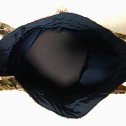 ふっくら巾着バッグ　バラ柄(茶色) 4枚目の画像