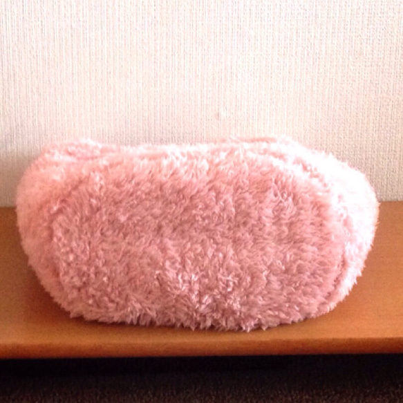 プードルエコファーのふわふわトートbag(ピンク) 2枚目の画像