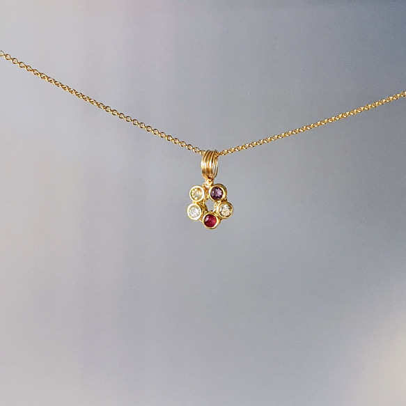 円ver.選べる【5人みんなの誕生石】14KGF/SV925と天然石のネックレス