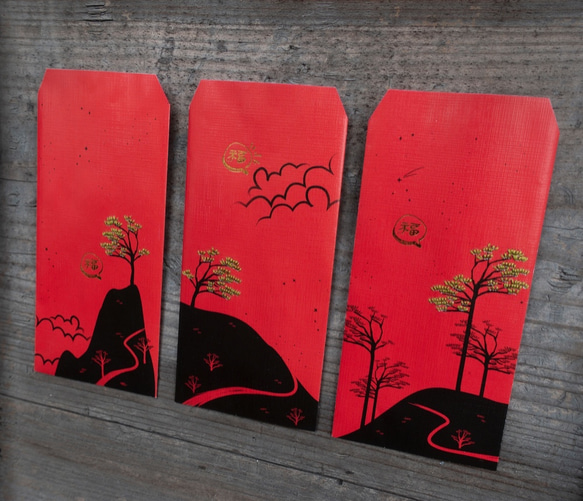 山人系 山景福字燙金 刺繡立體紅包袋 款式一 單入 第3張的照片